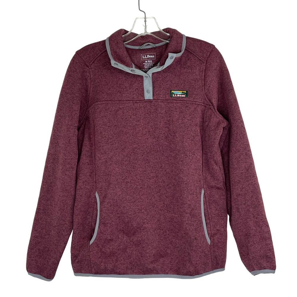 L.L. Bean Maroon Quarter Snap Pullover Sweater Misses Medium Reg